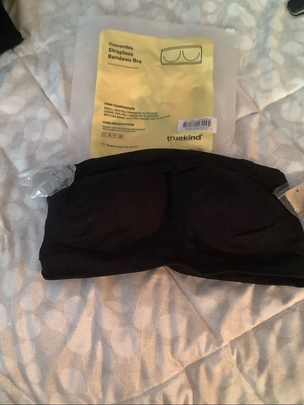 truekind Convertible Strapless Bandeau Bra - Black